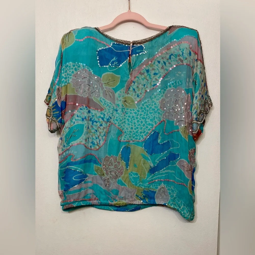 Judith Ann Creations Inc Vintage 2 Piece Silk Sequin Embellished Skirt Set Large - Picture 5 of 15
